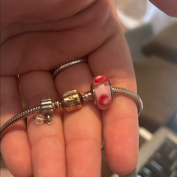 Pandora Silver Bracelet with Red and Gold Charms - Picture 6 of 6